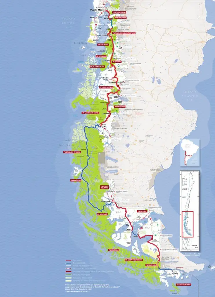Mapa de la ruta de los parques